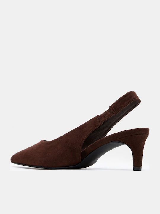 Pointed Toe Heels with Medium Brown Heel