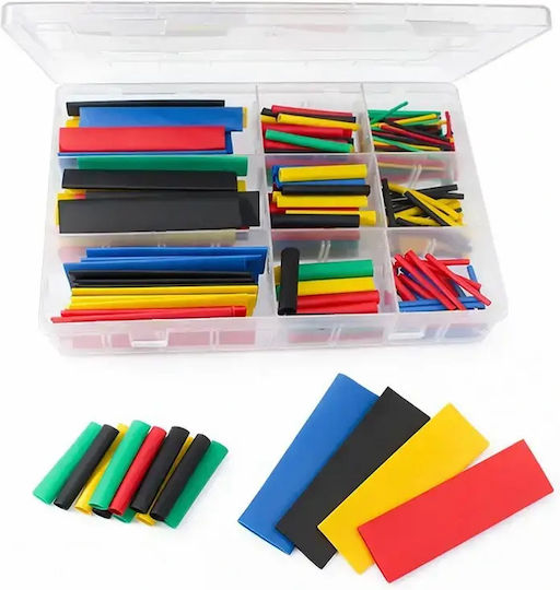 Set Tubulatură Termocontractibilă Macaroane Cabluri 348 Bucăți Multicolore Cutie de Organizare