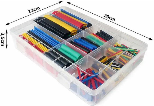 Set Tubulatură Termocontractibilă Macaroane Cabluri 348 Bucăți Multicolore Cutie de Organizare
