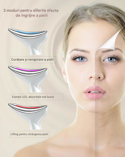 Arvada Beautypro G79 Aparat de Masaj pentru Față și Gât 3 Moduri de Funcționare Încălzire la 45°C Vibrații de Înaltă Frecvență Încărcare USB Baterie de 500 mAh Alb