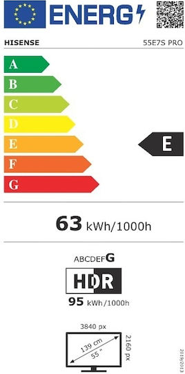 Hisense Smart Τηλεόραση 55" 4K UHD QLED E7S Pro HDR (2026) 55E7S Pro