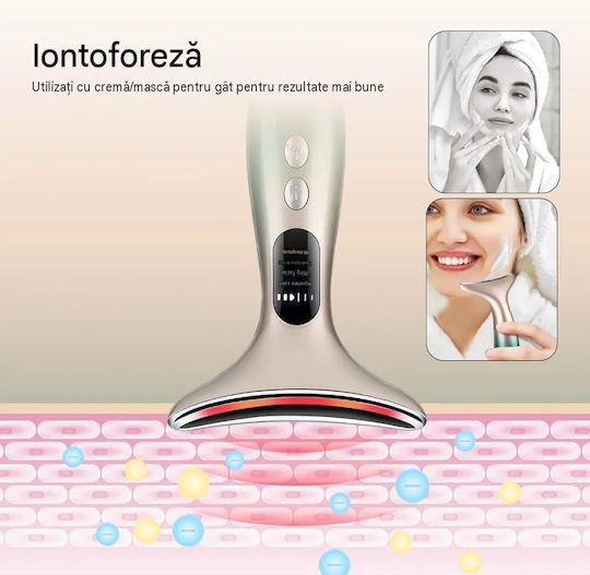 Arvada Beautypro Hy38 Dispozitiv de Masaj pentru Față și Gât 3 Moduri Led 40–45°C Încălzire 3 Niveluri de Vibrație Încărcare Usb Verde