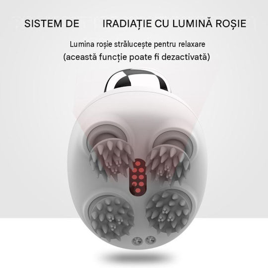 Arvada Beautypro Dispozitiv de Masaj pentru Scalp EMS Vibrații Lumină Roșie Baterie de 1200 mAh Încărcare USB-C Rezistent la Apă Alb