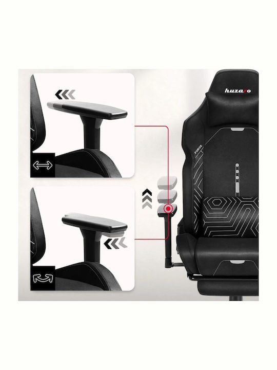 Huzaro Force 8.1 Fabric Gaming Chair with Adjustable Arms and Footstool Black