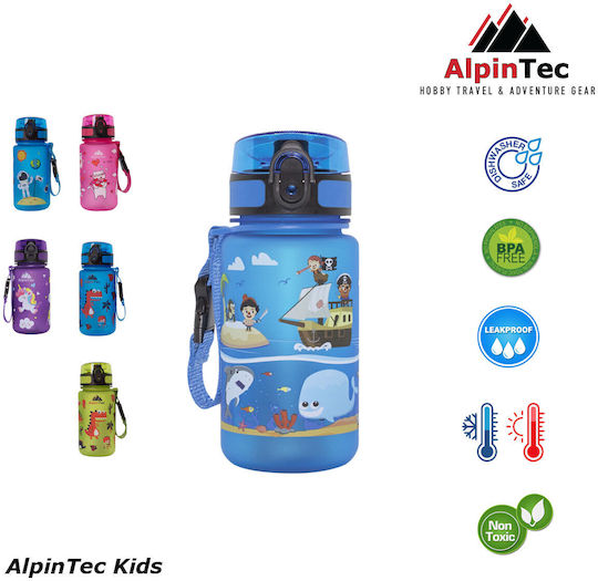 AlpinPro Kinder Trinkflasche Piraten aus Silikon Thermos mit Stroh Kids 350ml