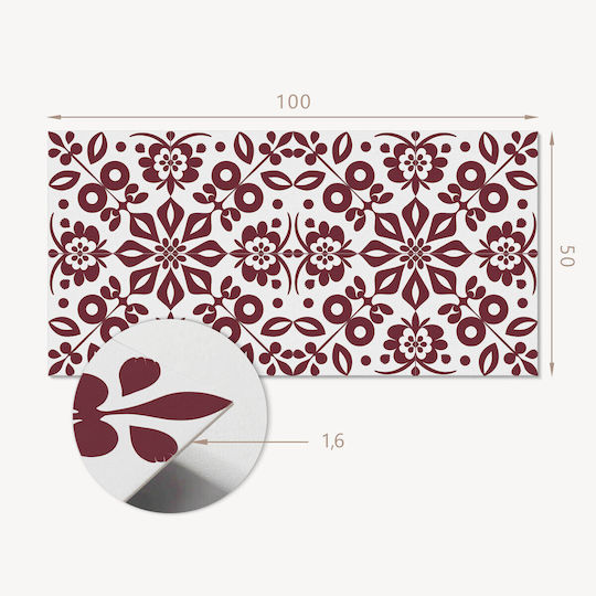 Gedrucktes Wandpaneel Vinyl Esszimmer 100x50 cm Blumendesign Blätter