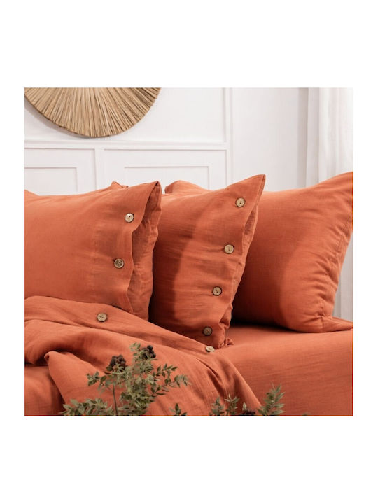 Şaheser Set Huse Pentru Pilote 100% Bumbac 200x220cm Dublă Cu 4 Fețe De Pernă & 1 Cearșaf Vetro Brick (terra)