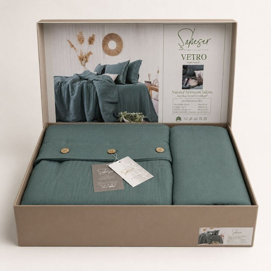 Şaheser Set Huse Pentru Pilote Dublu 200x220cm Verde Vetro