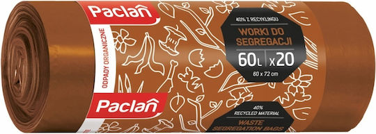 Paclan Biologisch Abbaubare Müllsäcke Verstärkt Kapazität 60lt 20 Stück Braun