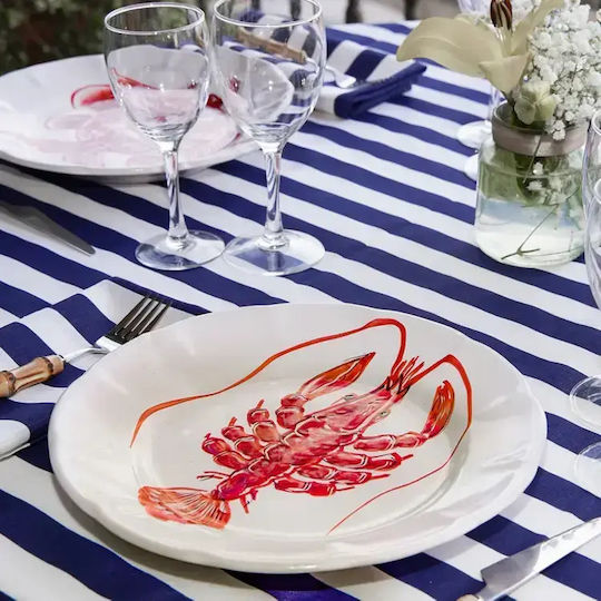 Casa Amalfi Shallow Blue Ceramic Plate With Diameter 26cm
