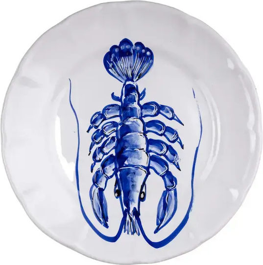 Casa Amalfi Shallow Blue Ceramic Plate With Diameter 26cm