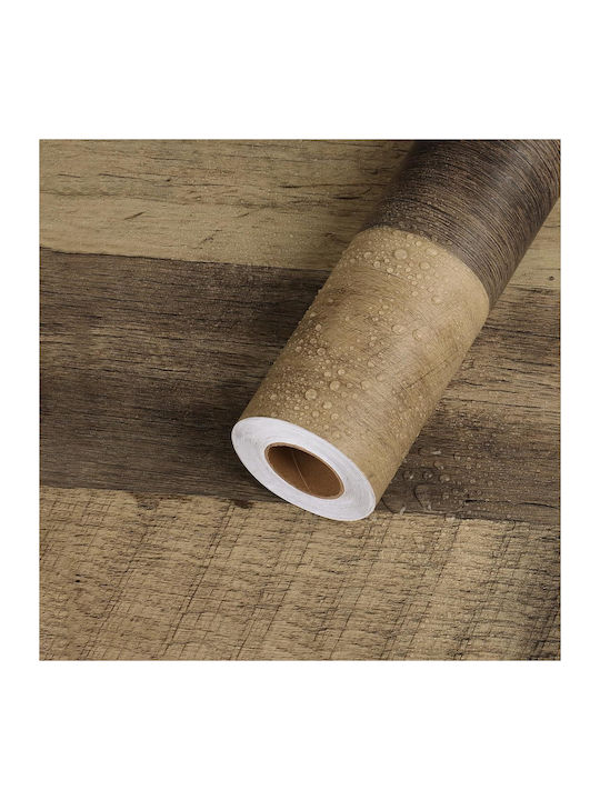 Tapet autoadeziv pentru mobilier cu efect de lemn rolă 40x800 cm maro