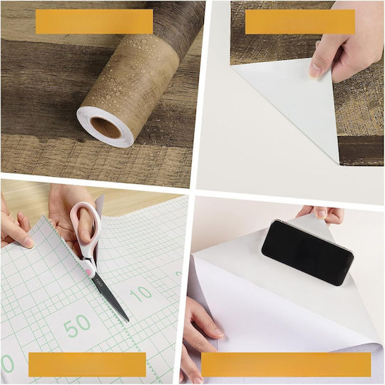 Tapet autoadeziv pentru mobilier cu efect de lemn rolă 40x800 cm maro
