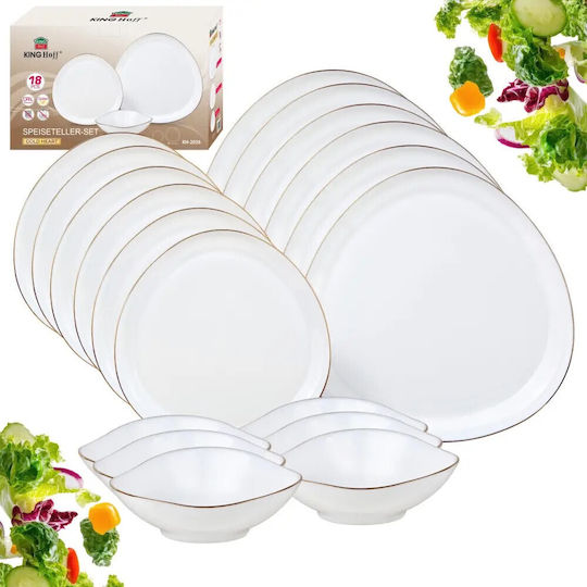 KING Hoff White Porcelain Dinnerware Set 18pcs