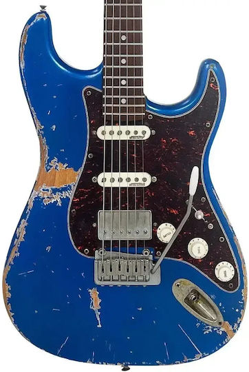 Vintage V6pu0012 Proshop Einzigartige Elektrische Gitarre Abgenutztes Metallisches Blau