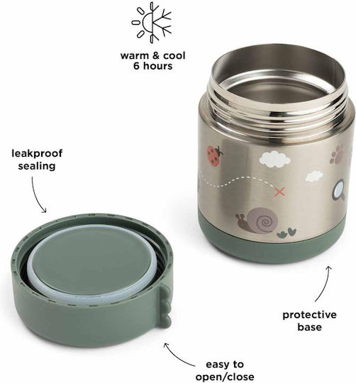 Done by Deer Tiny Trails Kids Food Container from Silicone 0.3lt Thermal Green 9 x 9 x 11cm