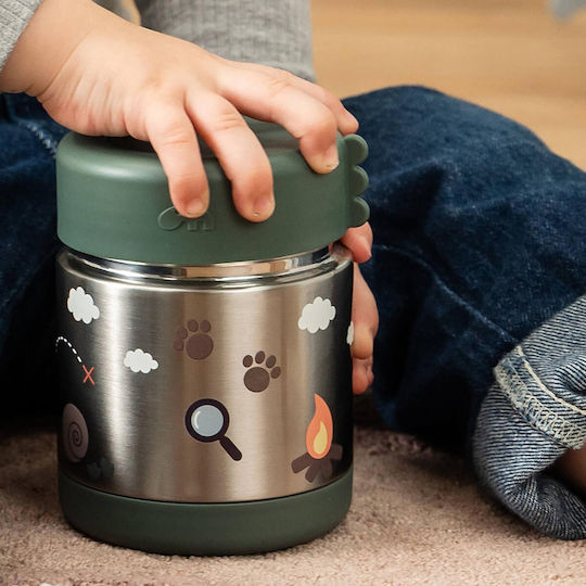 Done by Deer Tiny Trails Kids Food Container from Silicone 0.3lt Thermal Green 9 x 9 x 11cm