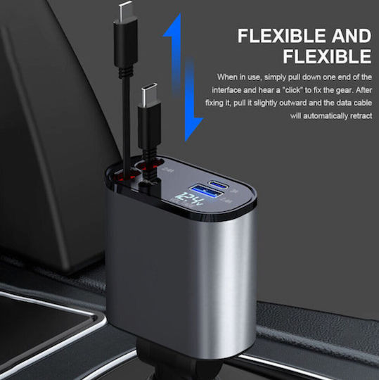 SPV Car Charger 120W 2.4A Fast Charging with Ports 1xUSB-A 1xType-C with Lightning / Type-C Cable