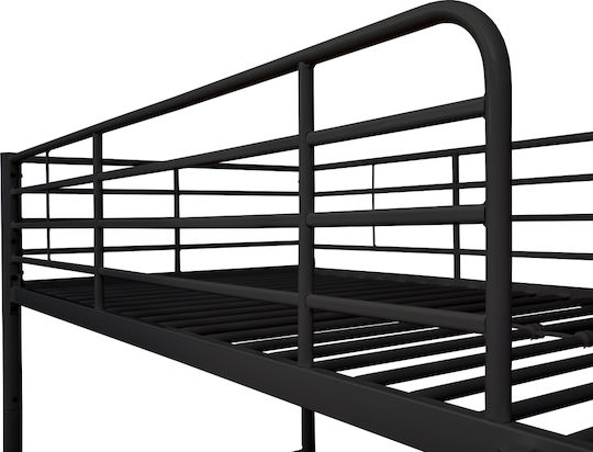 Pat Pentru Copii Cușetă Single Negru Pentru Saltea 90x190cm