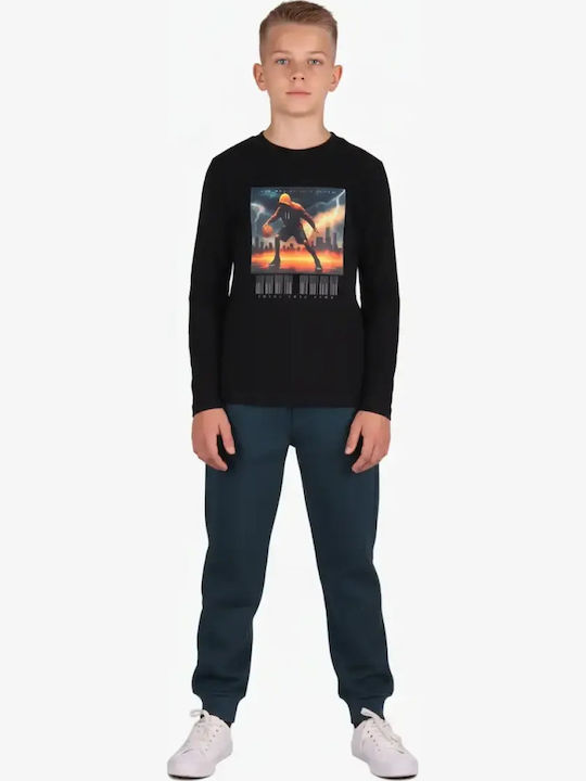 Kinder Trainingsanzüge Mit Jacke Petrol Blau 3 Stück Basket Boy