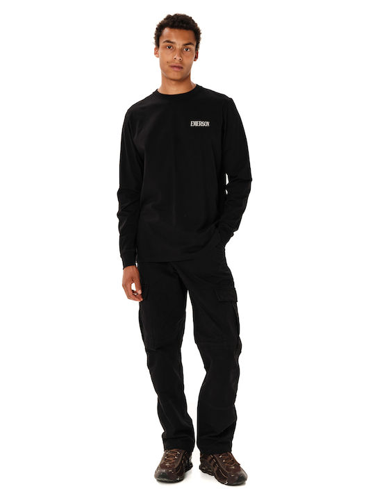 Sportliche Langarm Herrenbluse Schwarz
