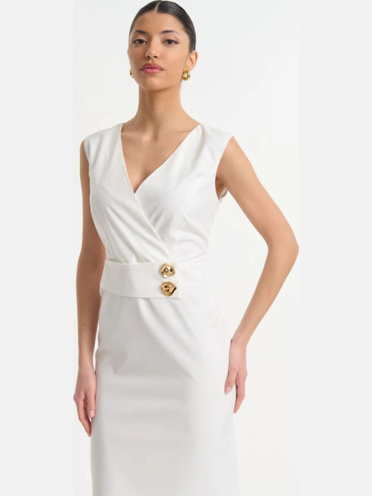 Rochie de Vară Midi pentru Nuntă / Botez Alb