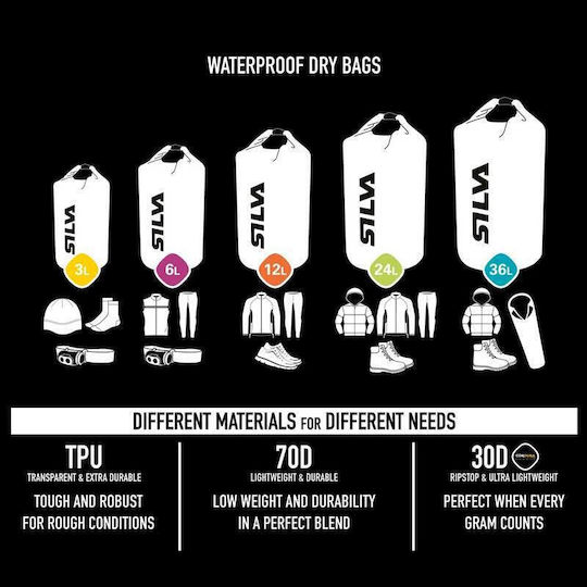 Silva Waterproof Dry Bag 30d 3 Liter Capacity