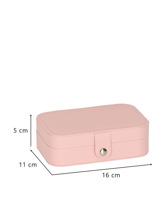 ikonka Travel Jewellery Box Set Pink 16x11x5cm