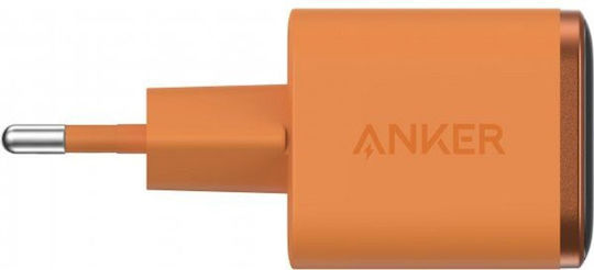 Anker Wireless Charger with USB-C Port and USB-C Cable 45W Power Delivery Orange (Nano Display)