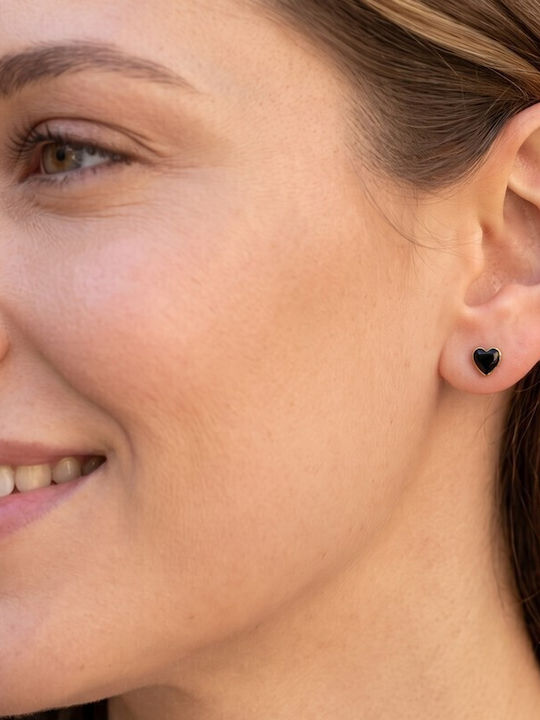 Grekas Stud Earrings Made of Gold Plated Silver Black Earrings Grekas Stud Earrings Made of Gold Plated Silver Black Earrings