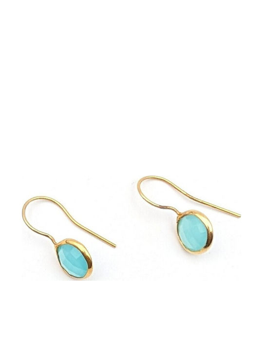 Grekas Silver Gold Plated Light Blue Dangle Earrings