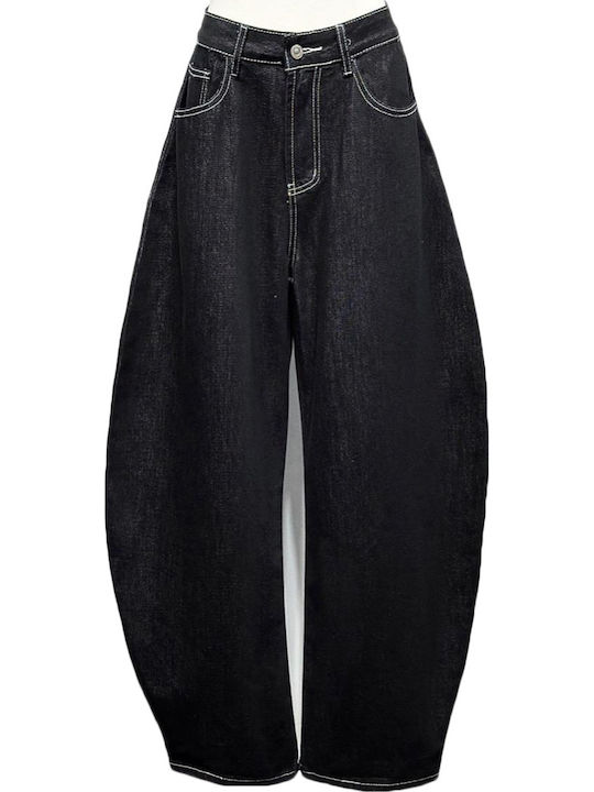 Damen Jeans Hosen in Entspannt Passform Schwarz