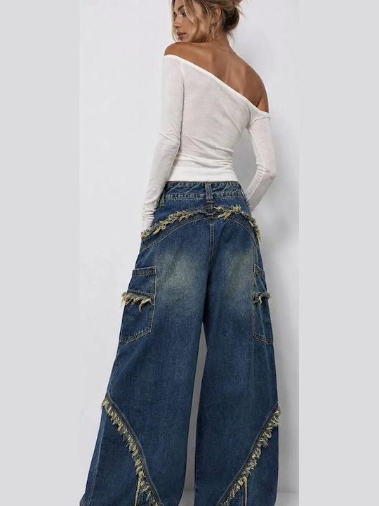 Damen Jeans Hosen in Entspannt Passform P12322-Blau