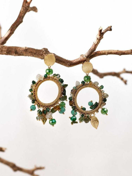 Liva Fashion Gold Plated Dangle Earrings with Green Stones Liva Fashion Gold Plated Dangle Earrings with Green Stones