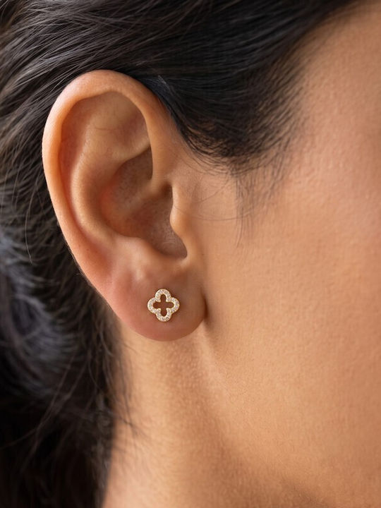 Grekas Stud Earrings Made of Gold Plated Silver with Stones Grekas Stud Earrings Made of Gold Plated Silver with Stones