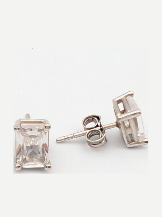 Grekas Stud Silver Earrings with Stones