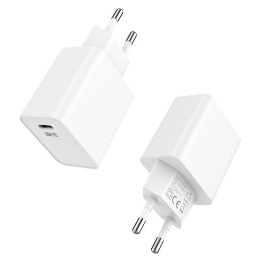 iNOS Φορτιστής με Θύρα USB-C και Καλώδιο USB-C - USB-C 20W Power Delivery / Quick Charge 3.0 Λευκός (76716)
