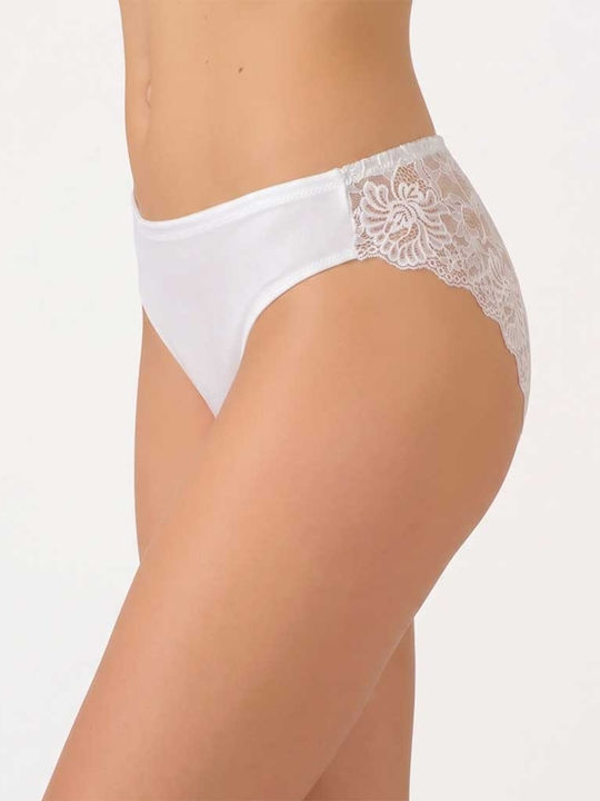 Damen-Slip Mit Spitze Weiß