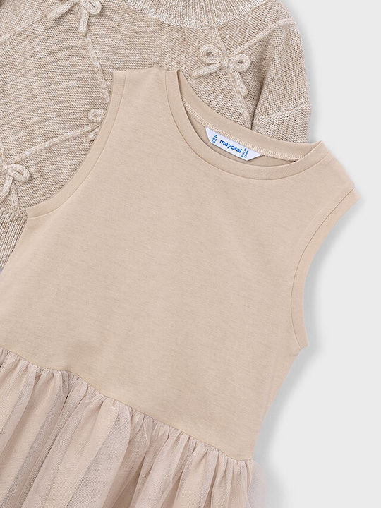 Mädchenkleid Gestrickt Braun Skur