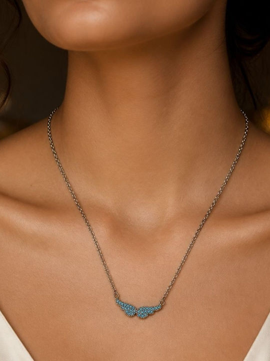 Angel Wings Necklace made of Gold Plated Steel Turquoise Angel Wings Necklace made of Gold Plated Steel Turquoise