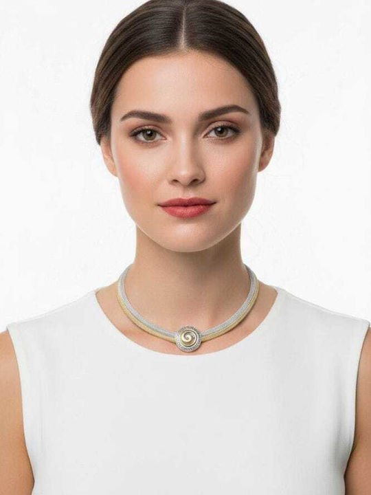 Liva Fashion Double Geometric Gold Plated Necklace