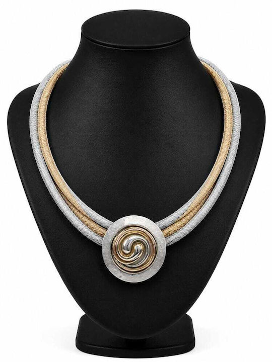Liva Fashion Halskette Schwarz KN00039silber-gold