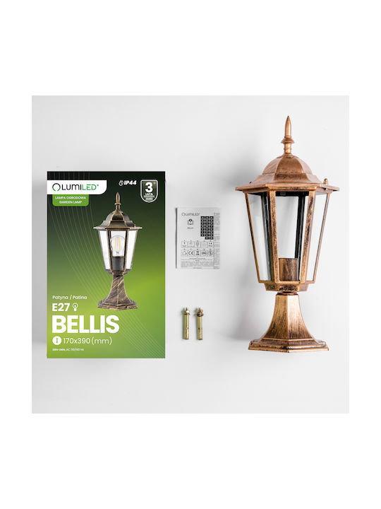 Outdoor Garden Floor Lamp E27 Lantern Post 39cm Patina Bellis Lumiled