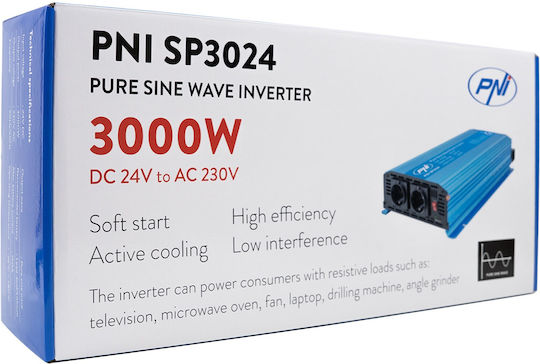 PNI Invertor Auto 3000W pentru Conversie 24V DC în 230V AC