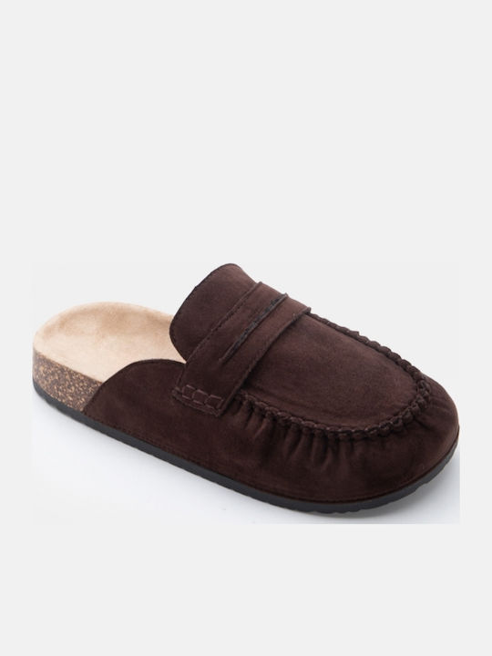 Flat Suede Mules σε Καφέ Χρώμα