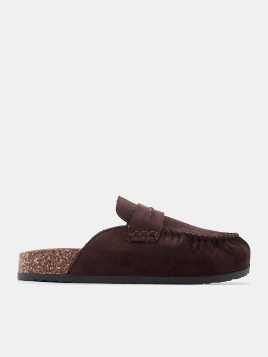 Flat Suede Mules σε Καφέ Χρώμα