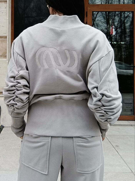 Cardigan Scurt Tricotat Pentru Femei Gri