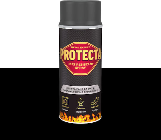 Protecta Vopsea Spray Metal Rezistentă la Căldură Până la 800 de Grade 0.4l Negru