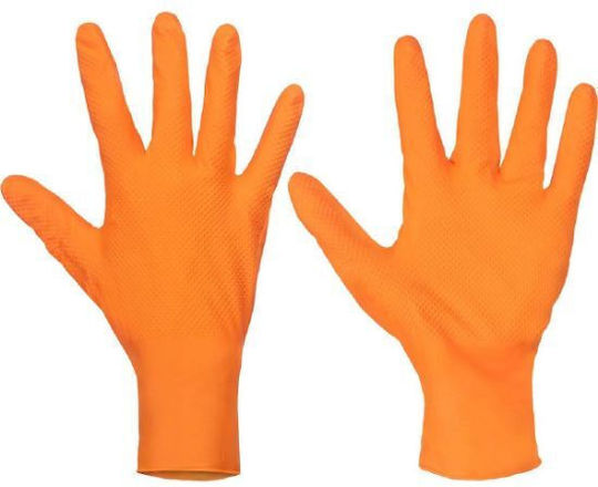 Cerva Nitrile Gloves Powder Free in Orange Colour 50 Pieces