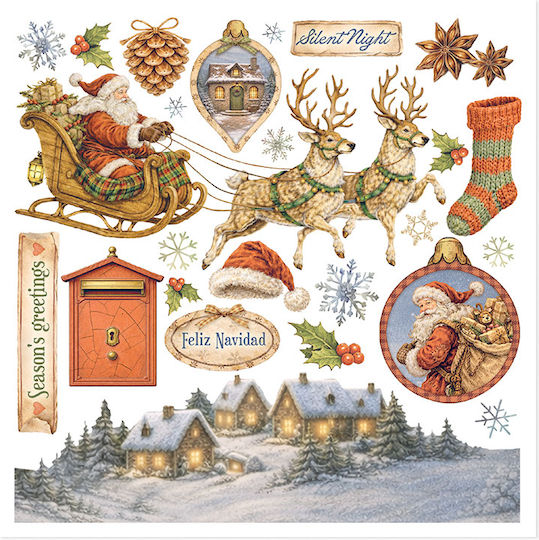Албум Халкомании Комплект Rub-on 15.5×15.5см Stamperia Silent Night